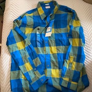 Columbia button down vibrant blue light flannel